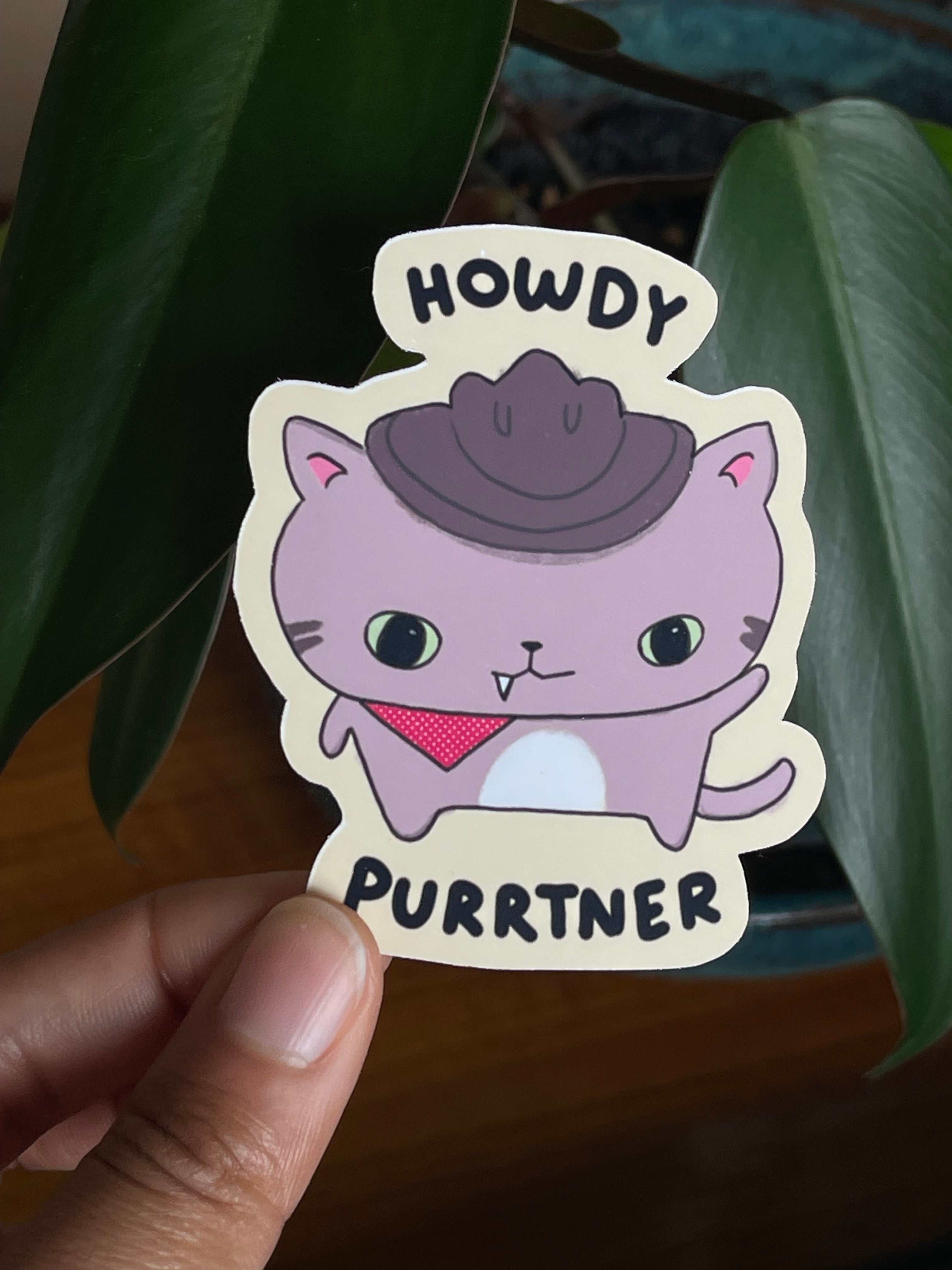 Howdy Purrtner Sticker
